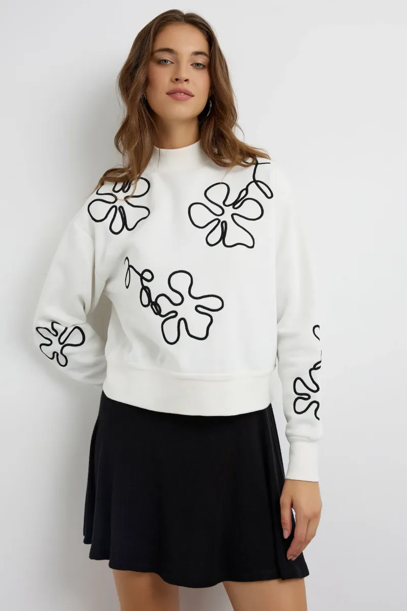 Embroidered High-Neck Sweatshirt 2