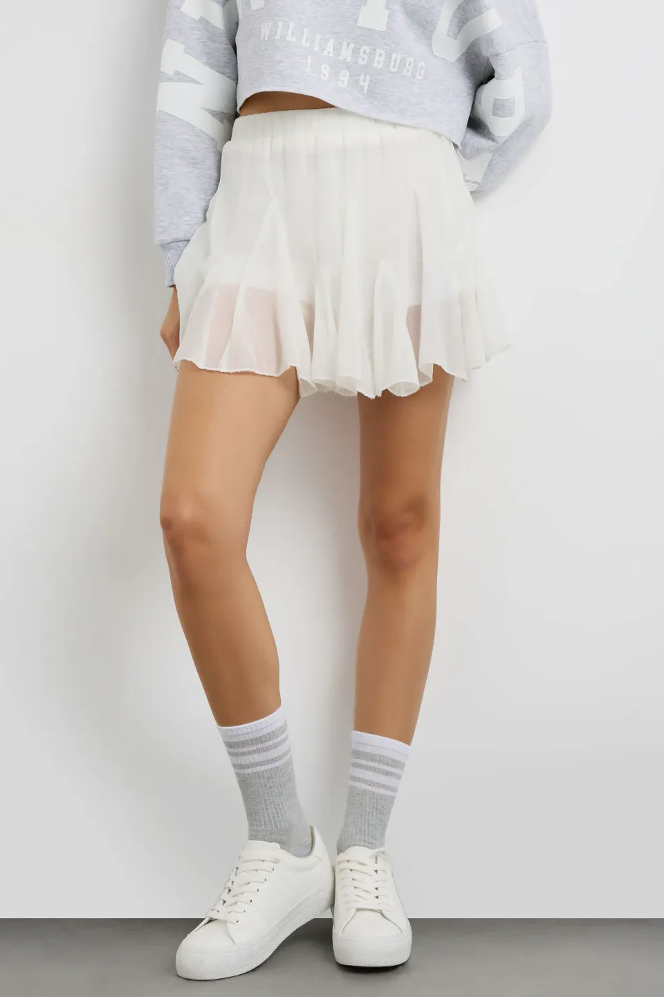 Solid Tulle Godet Skirt