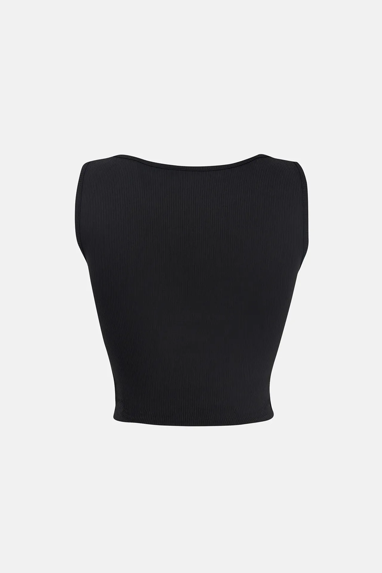  Solid Rib Twist Front Crop Top