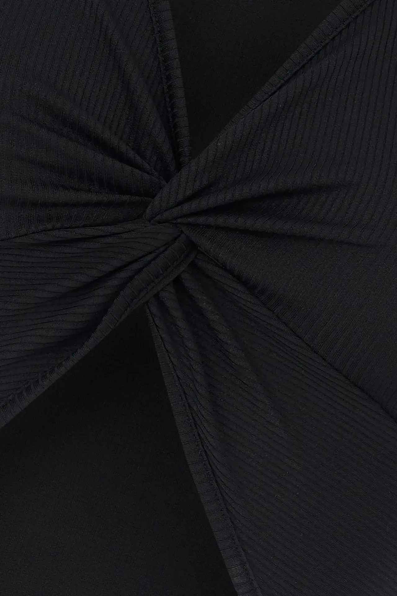  Solid Rib Twist Front Crop Top