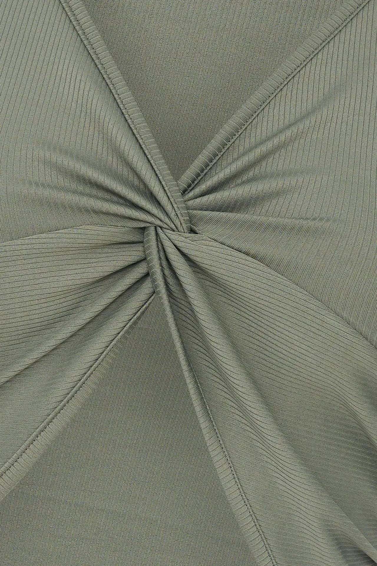  Solid Rib Twist Front Crop Top