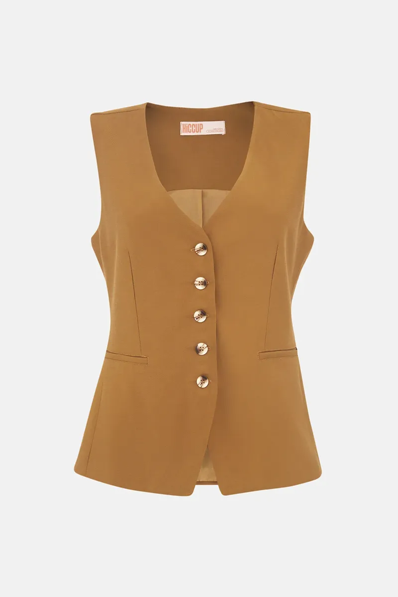 Buttoned Solid Vest 1