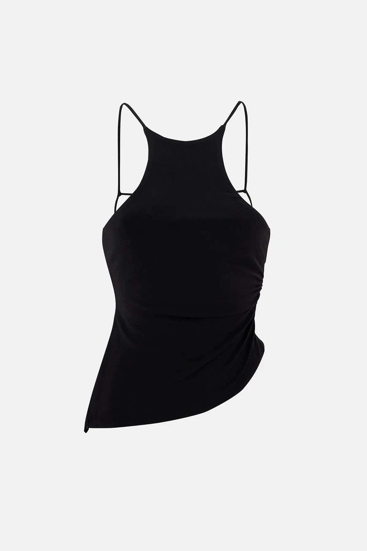 Asymmetric Open-Back Jersey Blouse 1