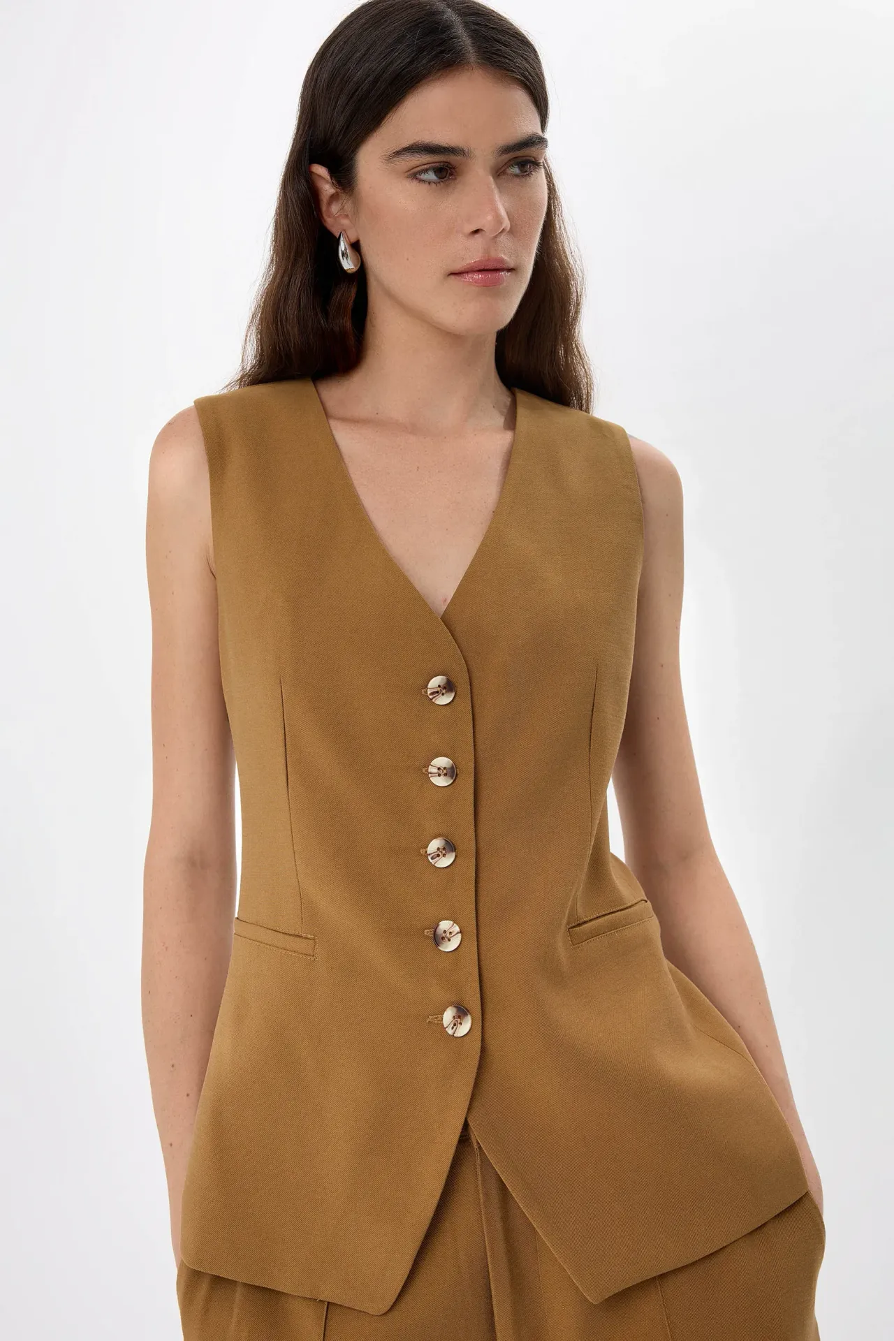 Buttoned Solid Vest