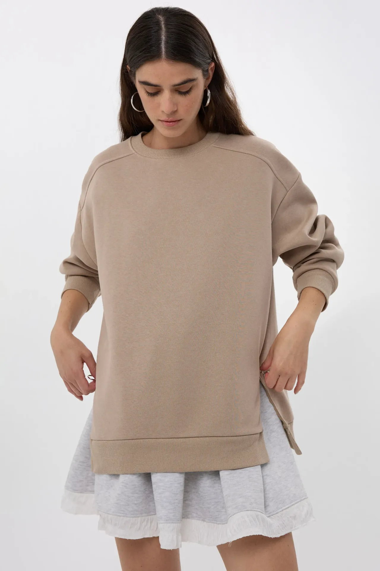 Oversized Zip-Detail Sweatshirt