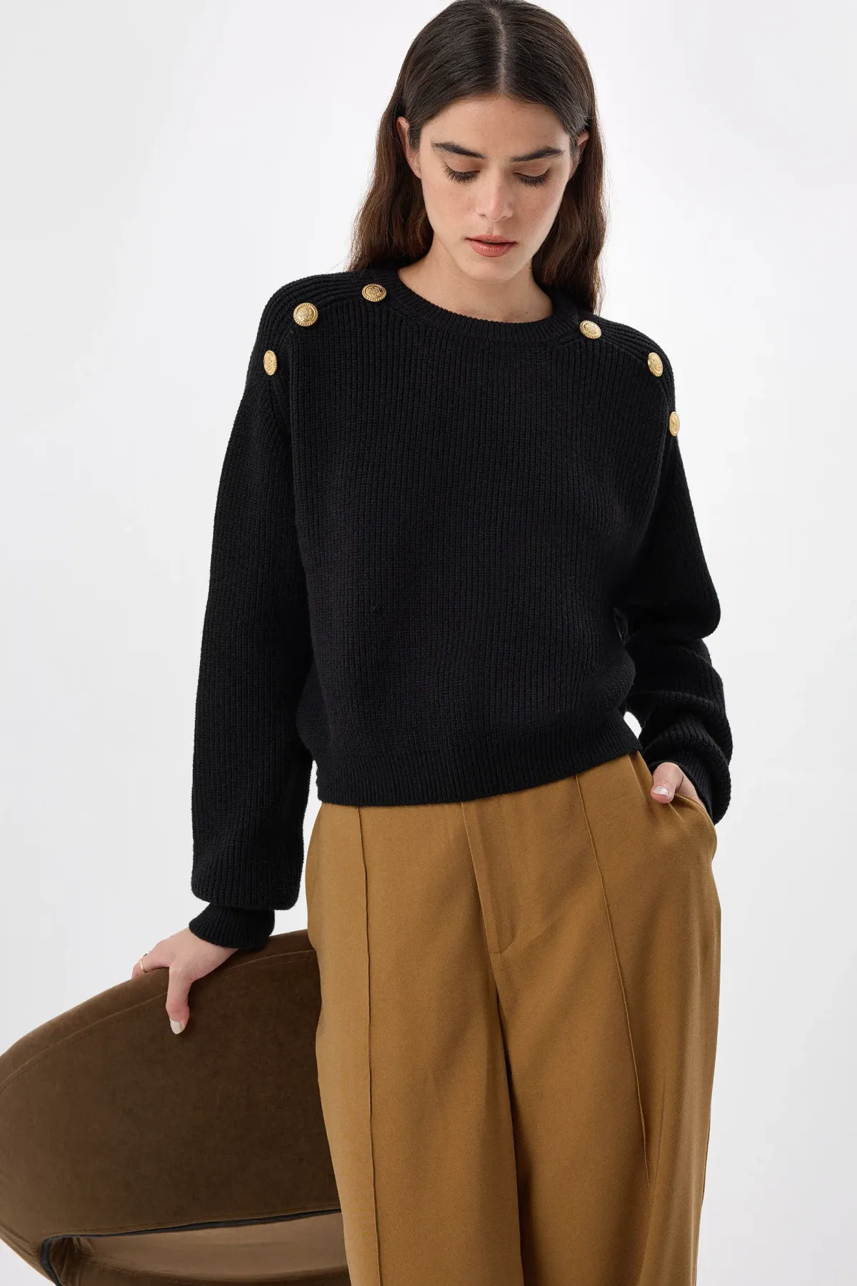 Knitted Button-Detail Sweater 1