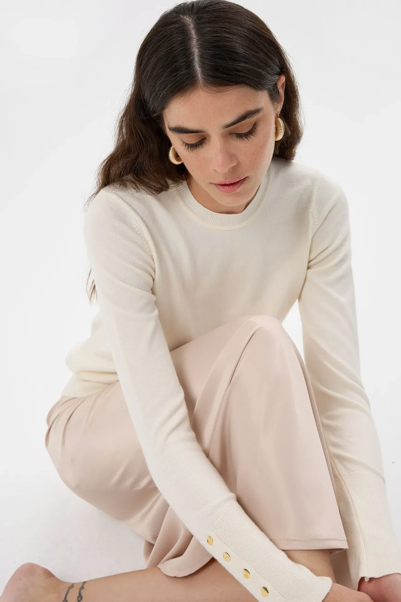 Button-Detail Knitted Sweater