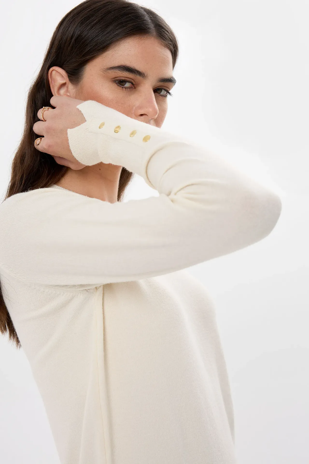Button-Detail Knitted Sweater