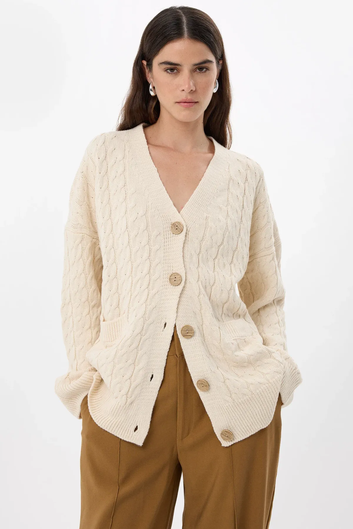 Oversized Knitted Buttoned Cardigan 2
