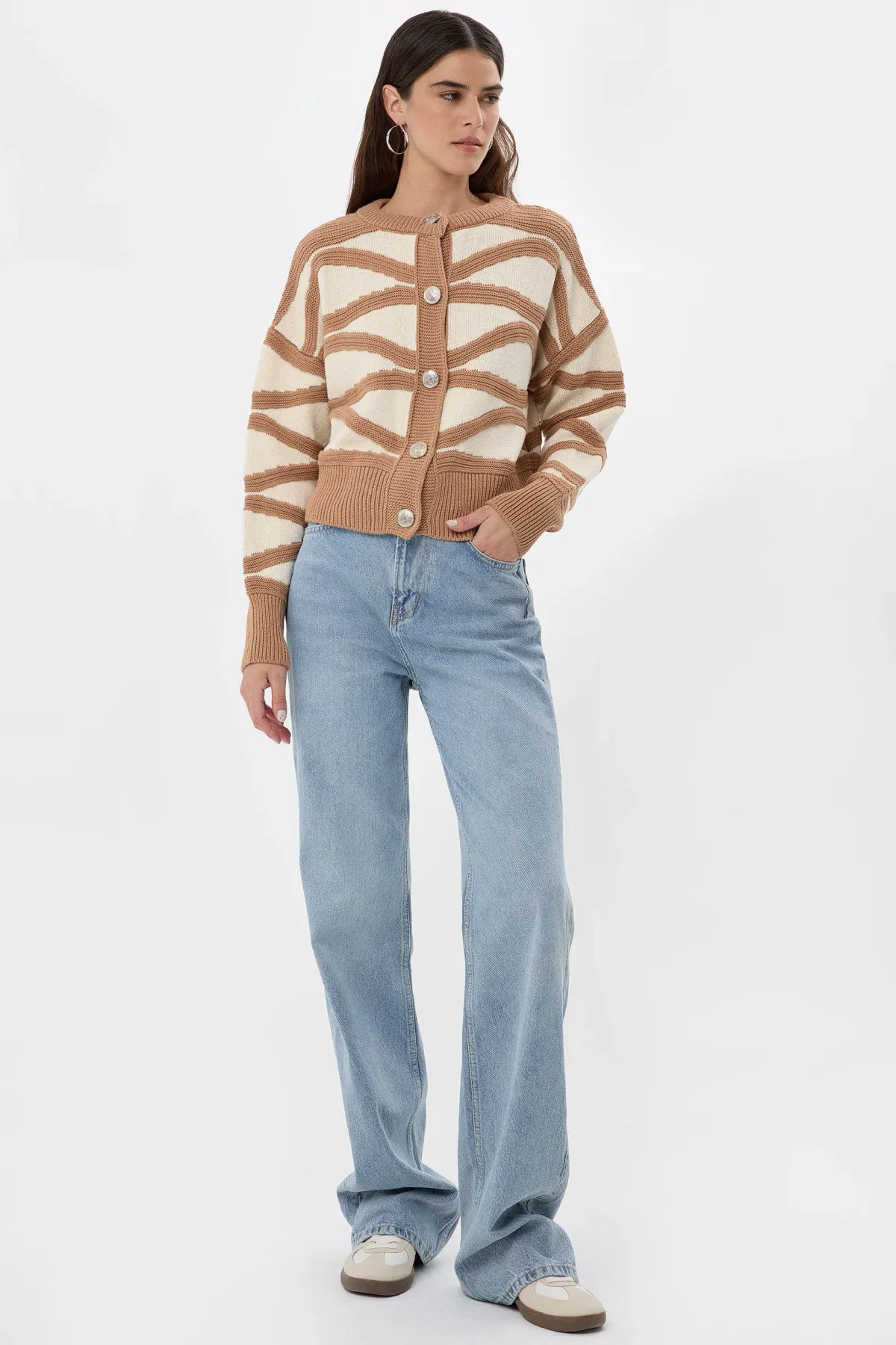 Striped Buttoned Long Sleeve Cardigan 4