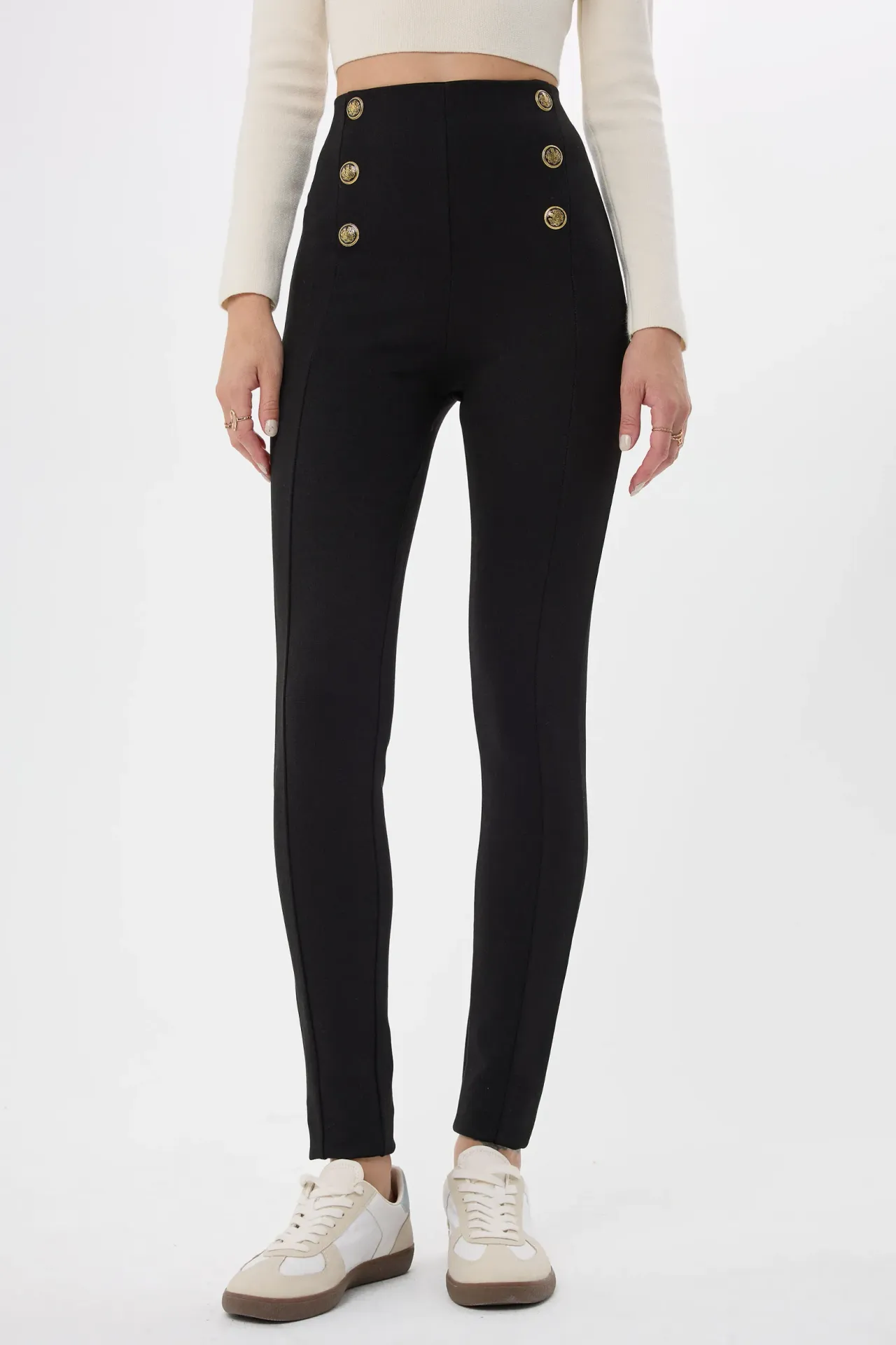 High Waist Buttoned Leggings
