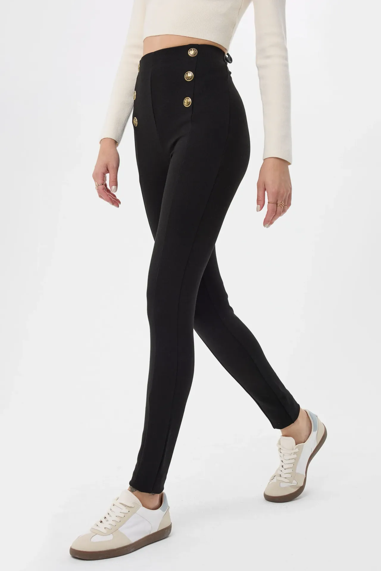 High Waist Buttoned Leggings