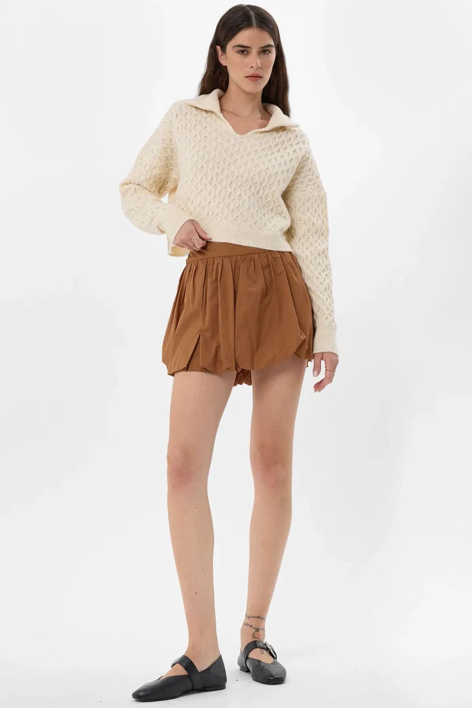 Mini Balloon Skirt with Attached Inner Short