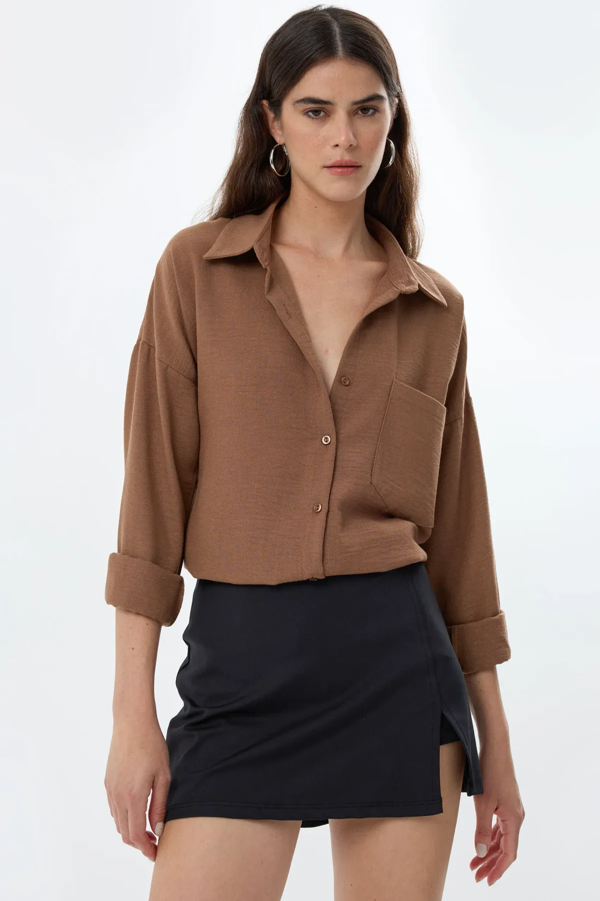 Linen Oversized Shirt with a Pocket 1