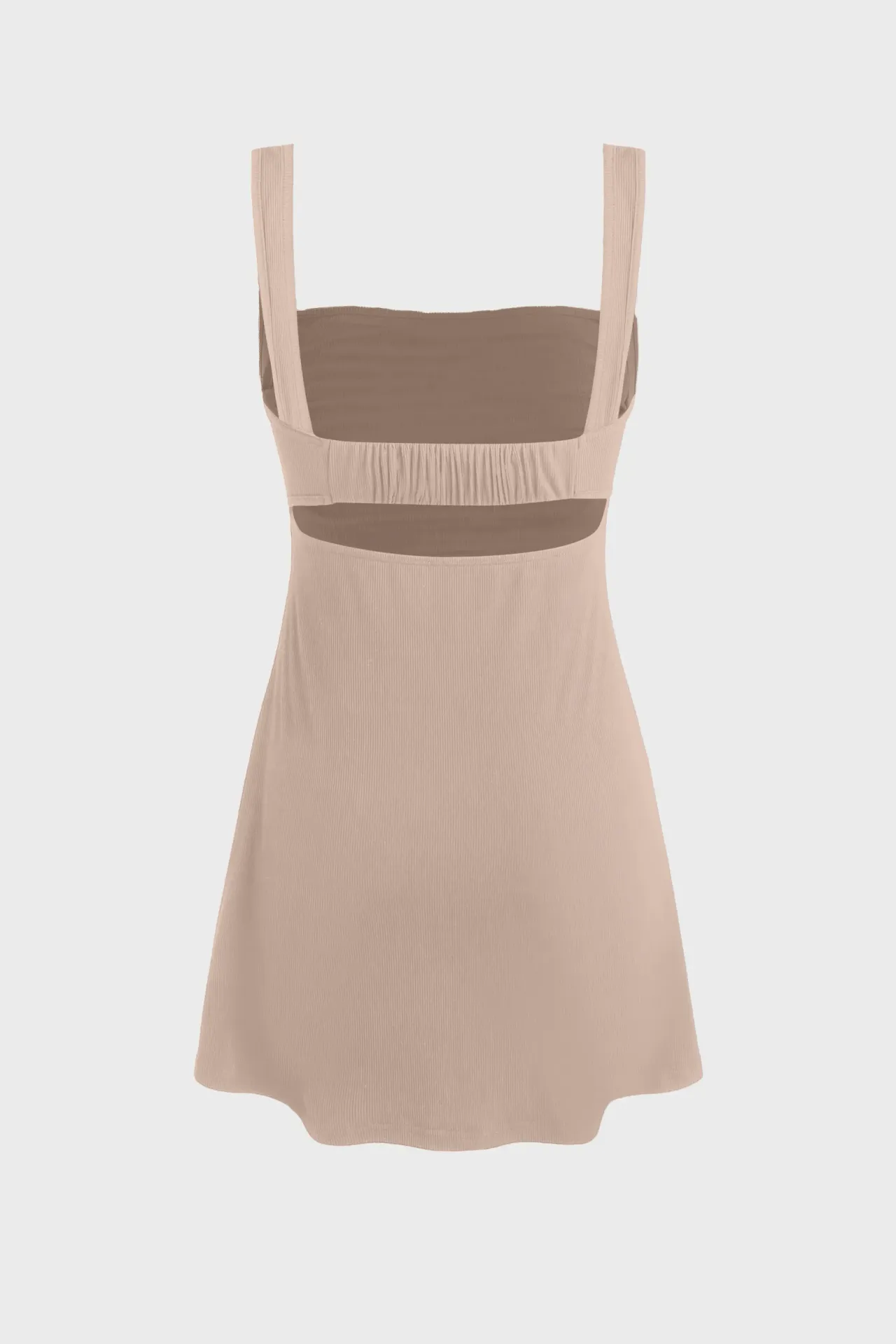 Ruched Square-Neck Mini Dress