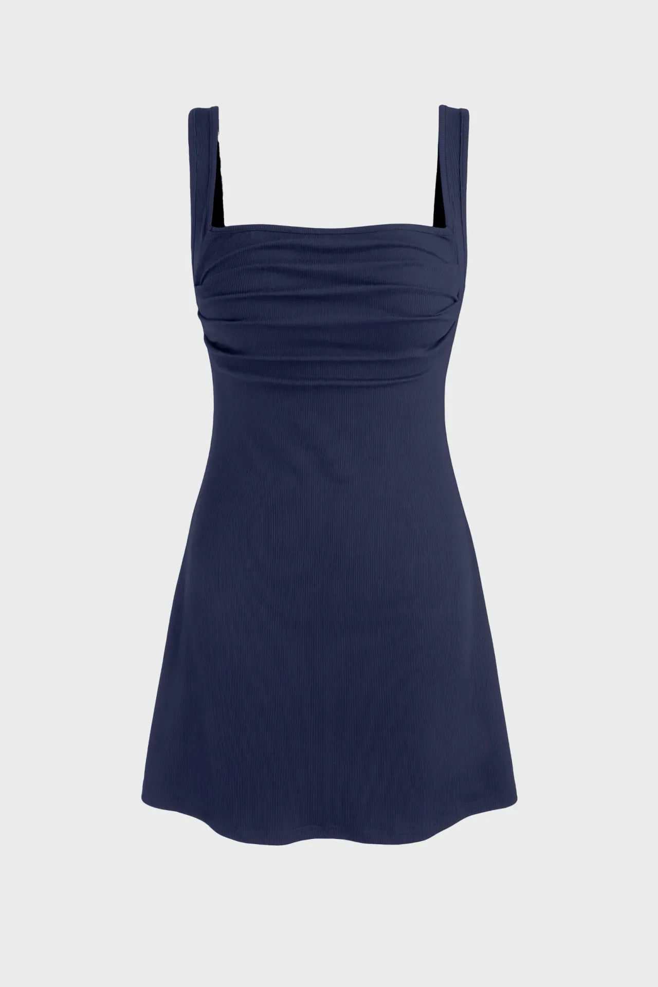 Ruched Square-Neck Mini Dress