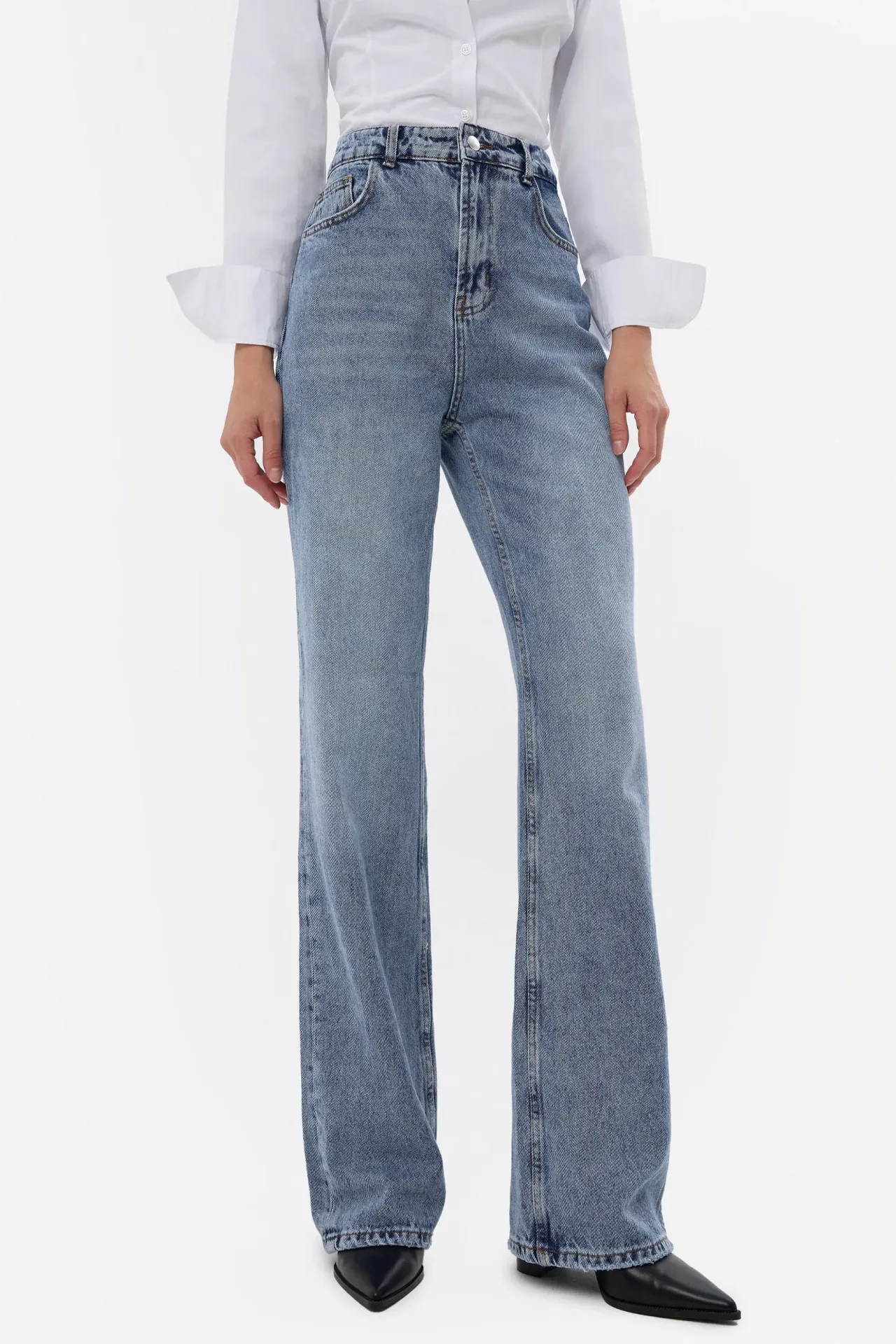 High-Waist Straight-Leg Denim Jeans