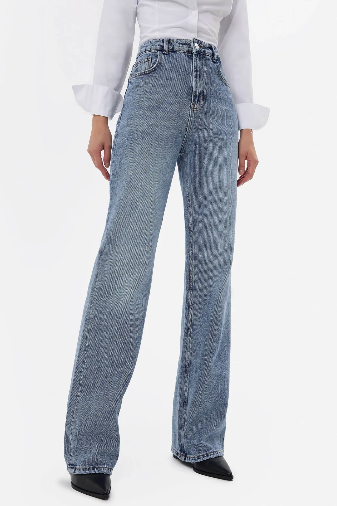 High-Waist Straight-Leg Denim Jeans