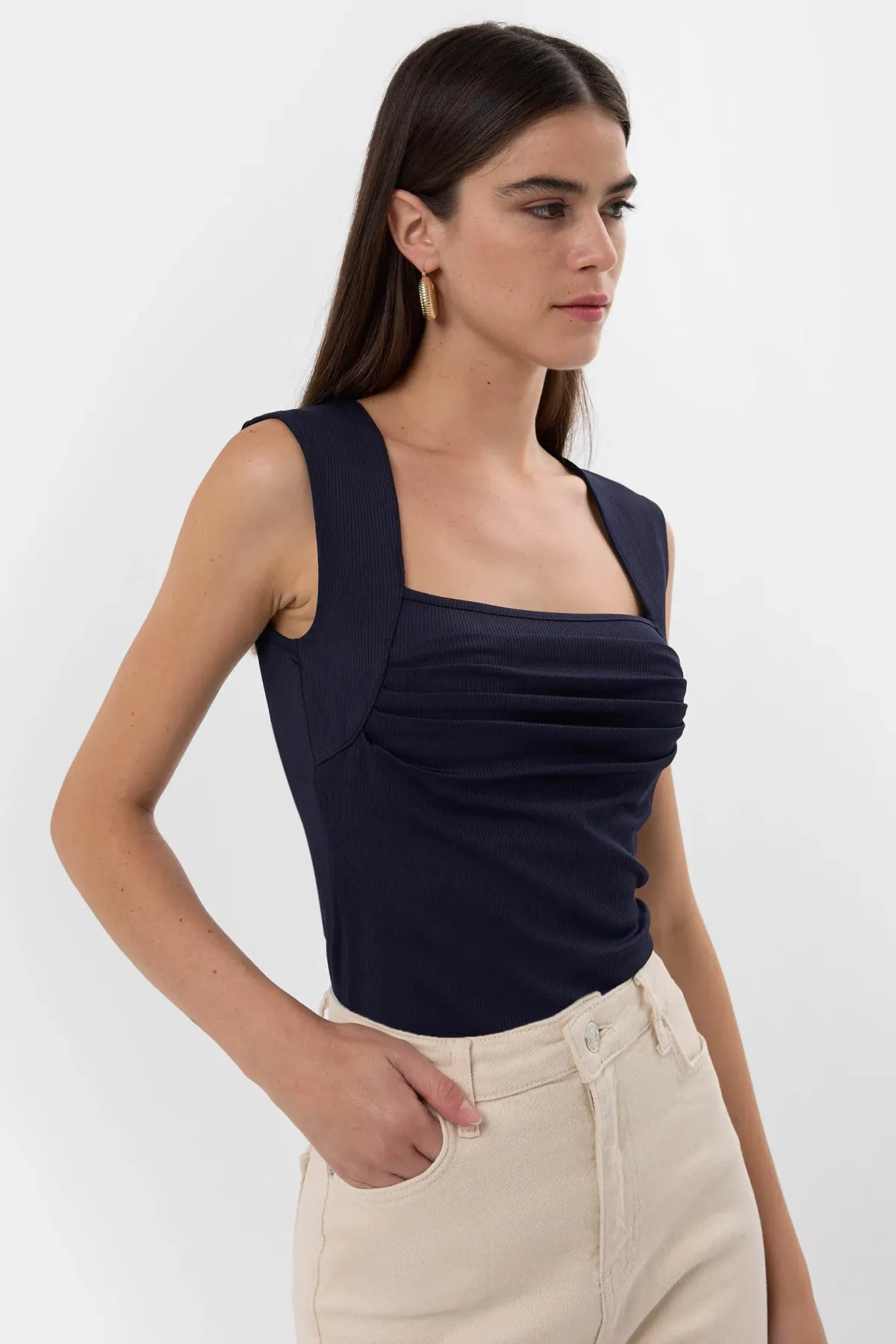 Ruched Square-Neck Blouse 6