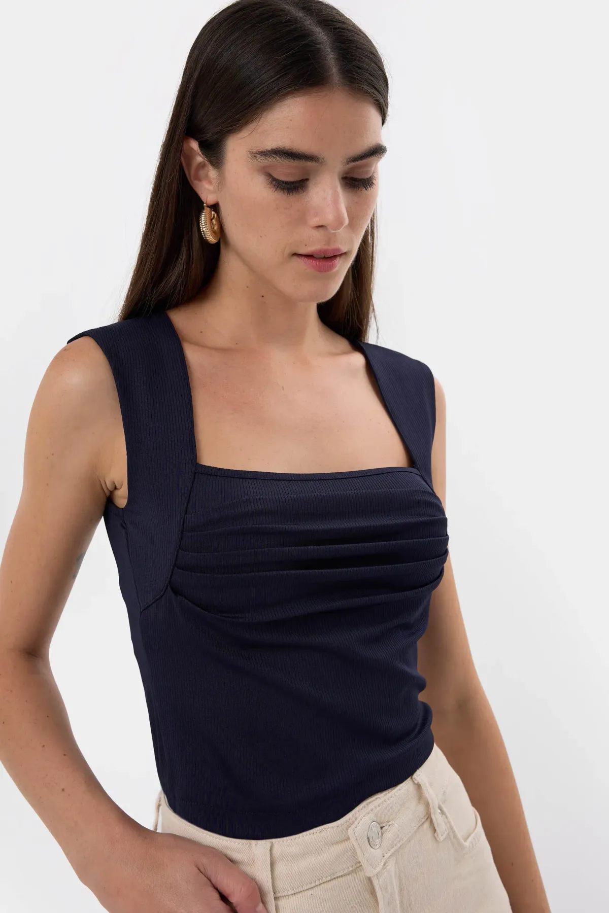 Ruched Square-Neck Blouse 5