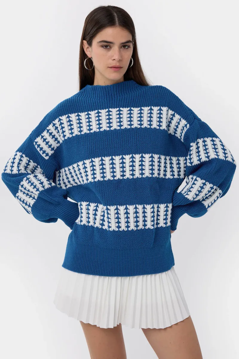 Oversized Striped Knit Sweater 1
