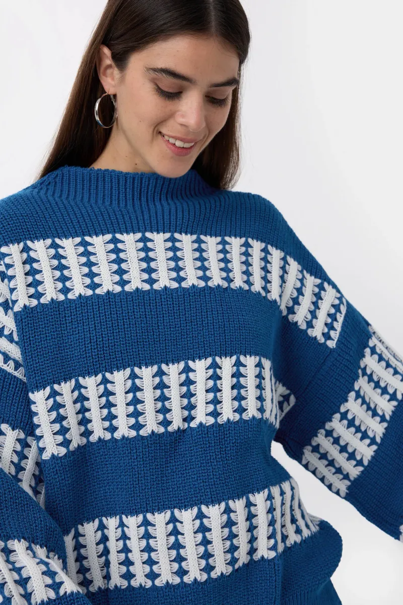 Oversized Striped Knit Sweater 5