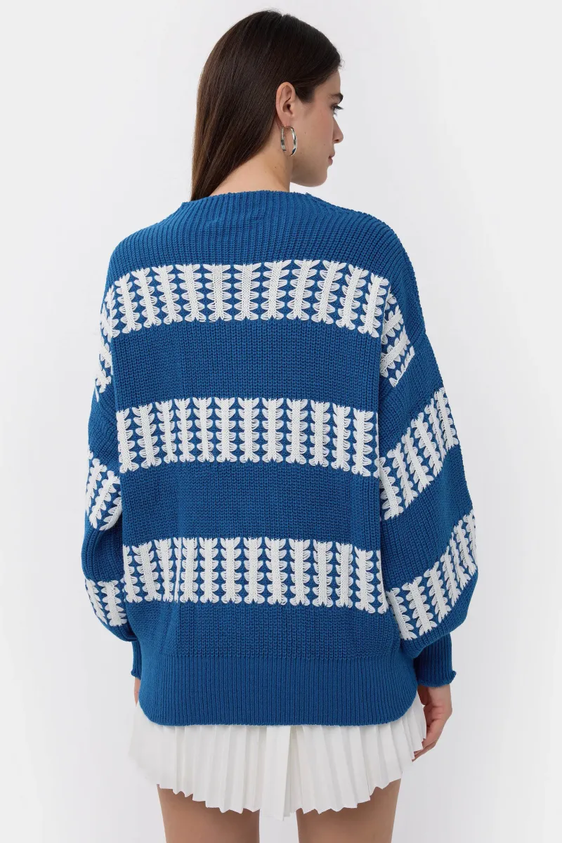 Oversized Striped Knit Sweater 4