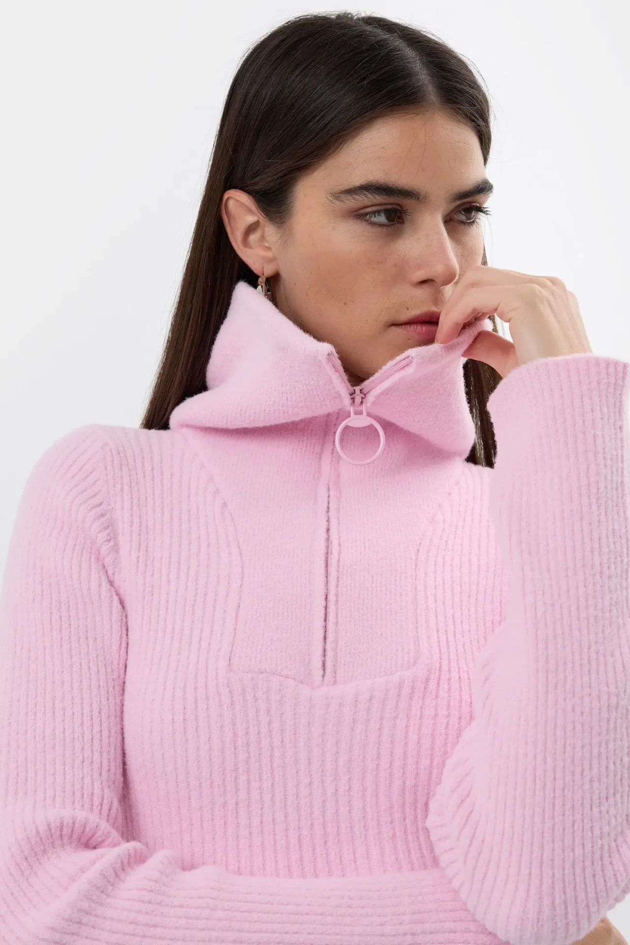 Zippered Knitted Sweater