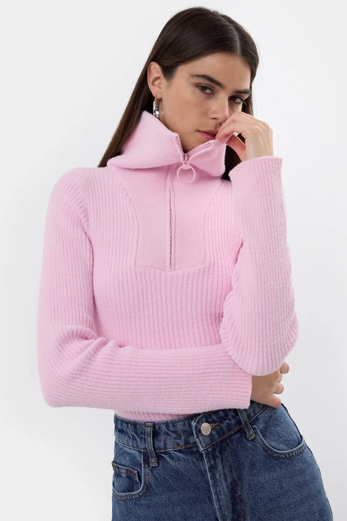 Zippered Knitted Sweater 1