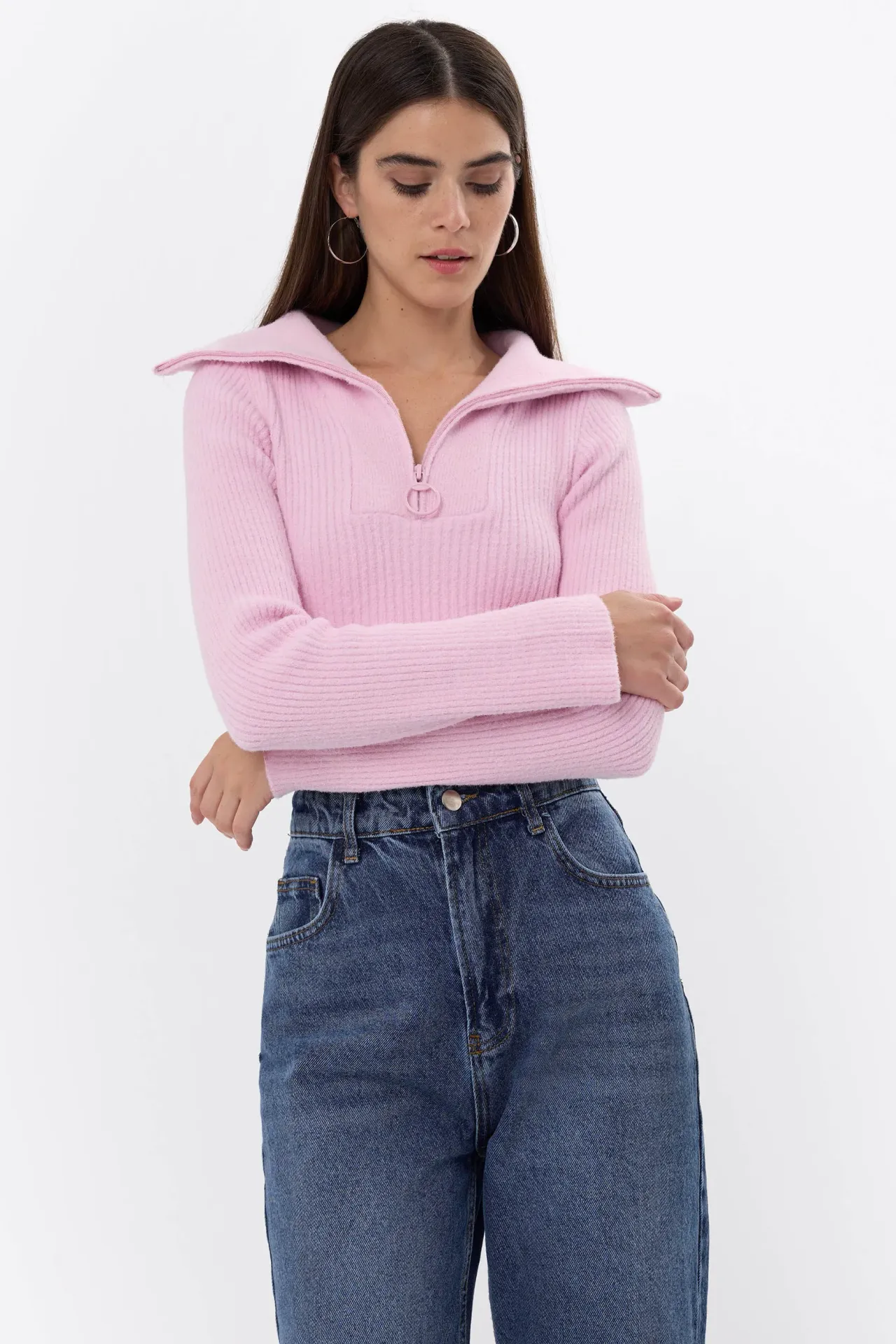 Zippered Knitted Sweater