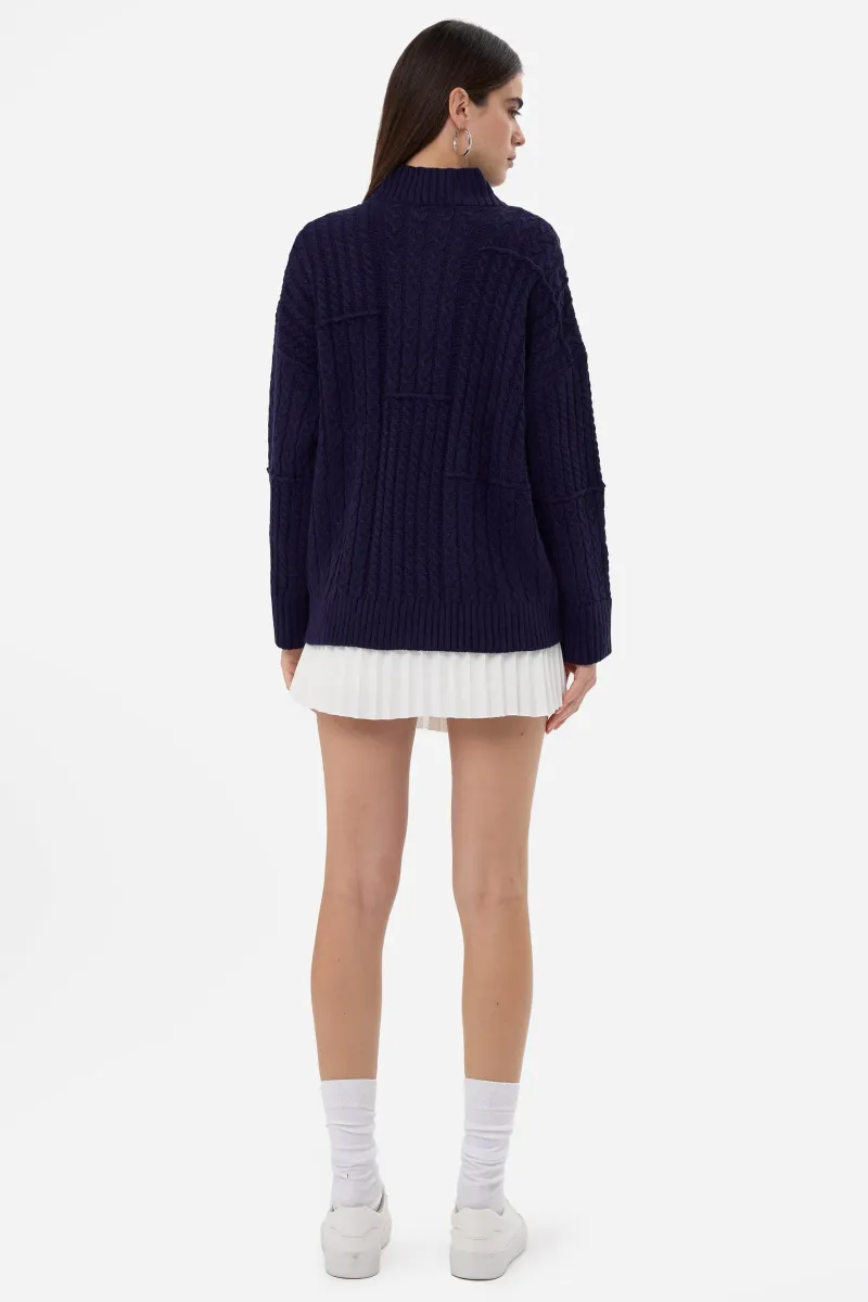 Textured High-Neck Knitted Sweater 4