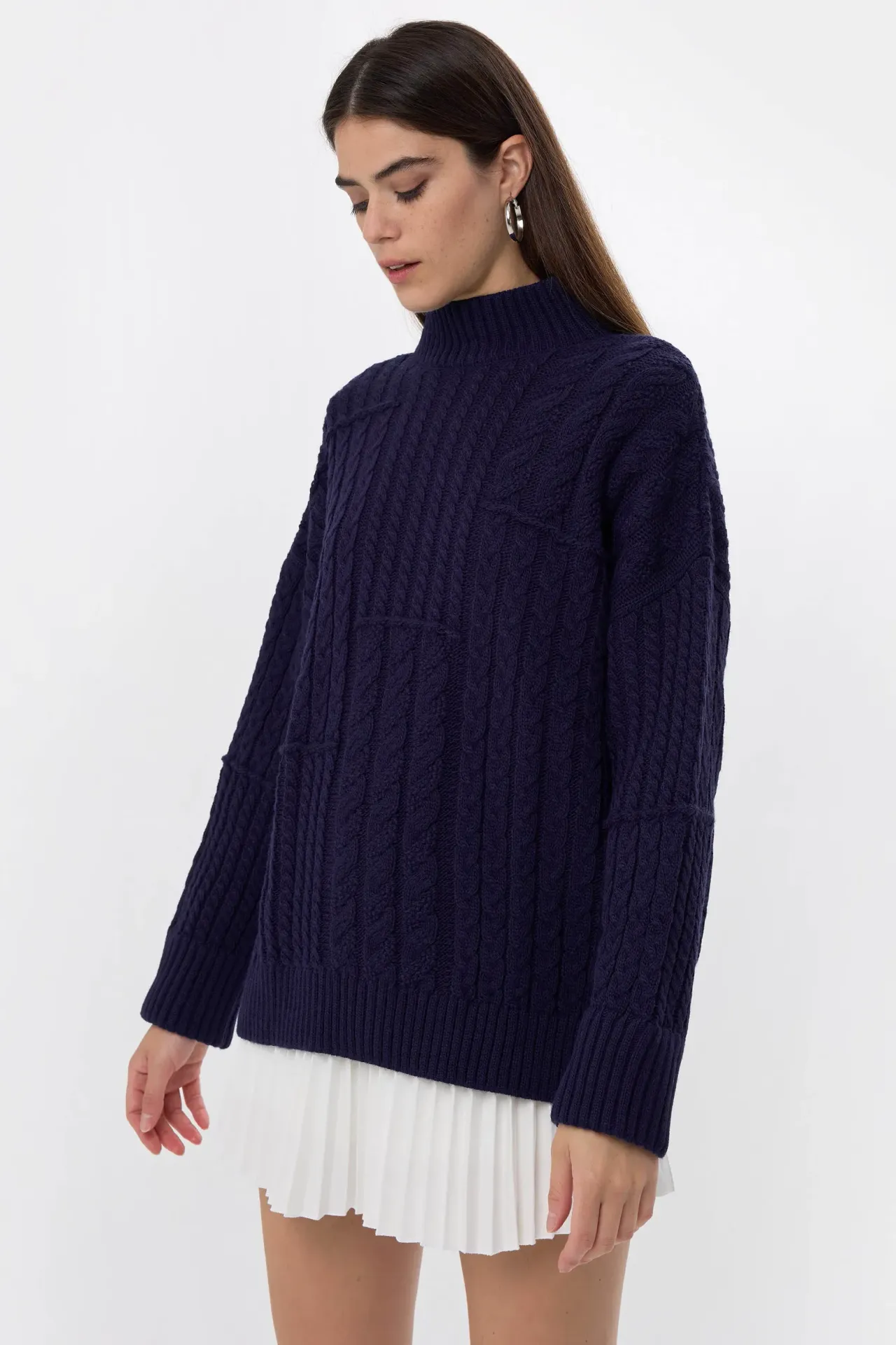 Textured High-Neck Knitted Sweater