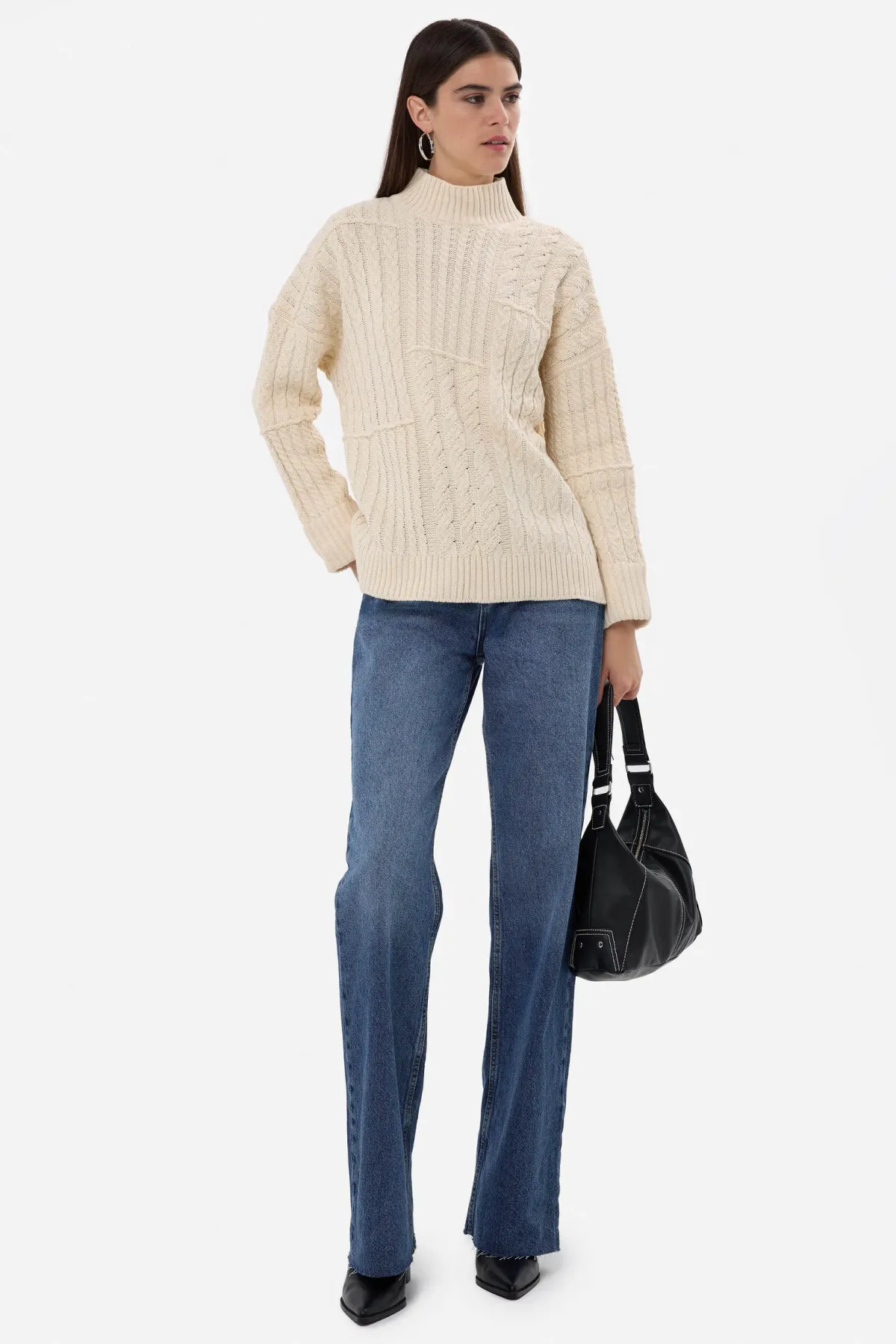 Textured High-Neck Knitted Sweater 2