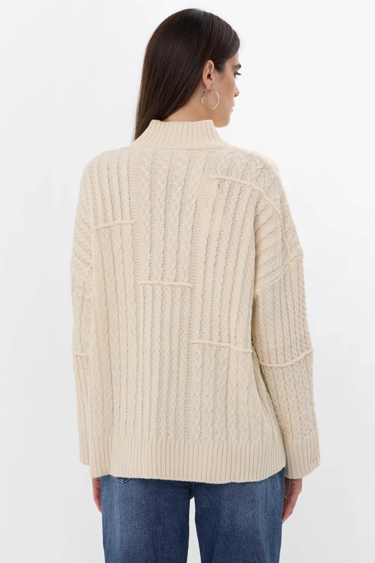 Textured High-Neck Knitted Sweater