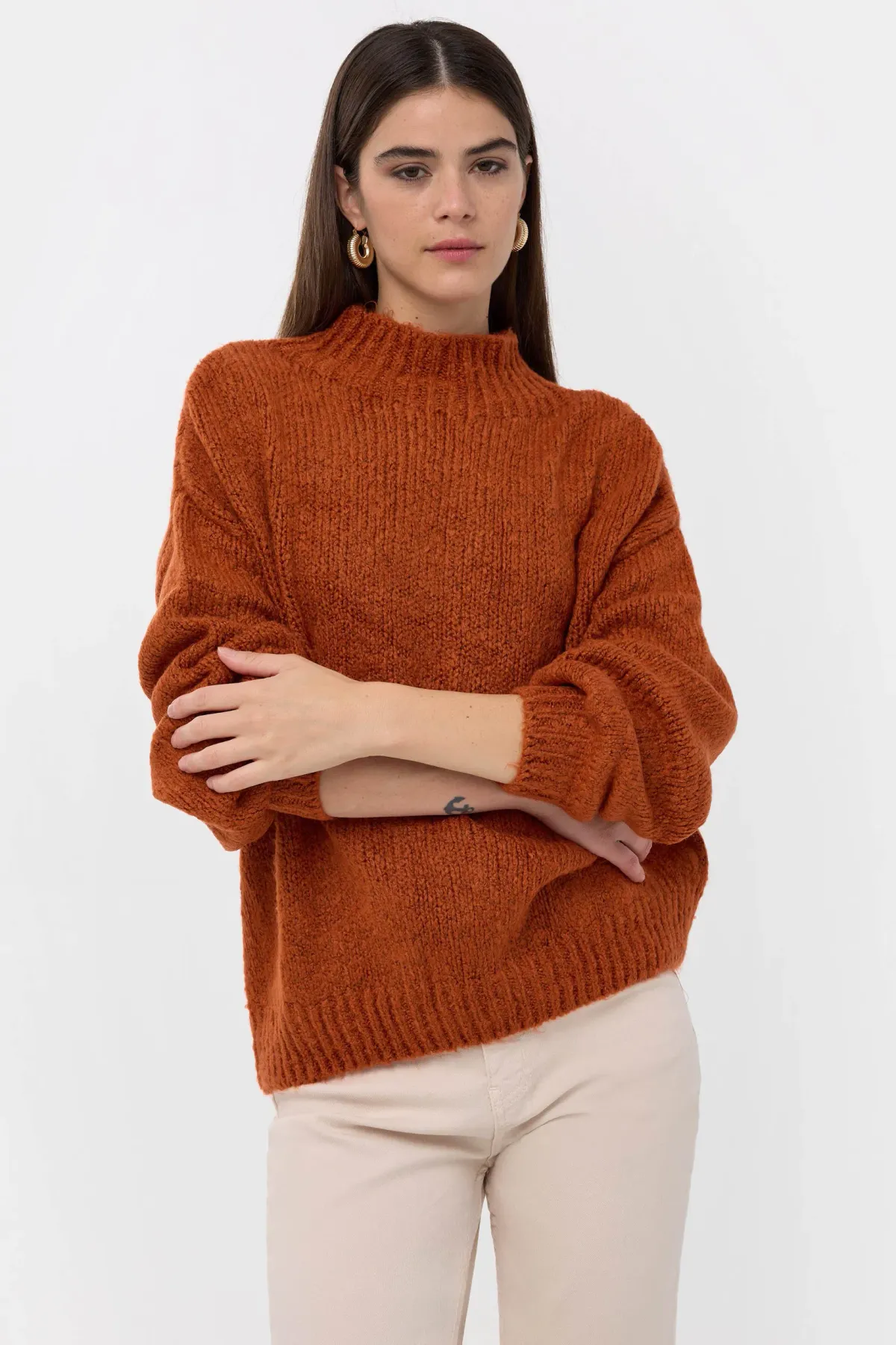 Oversized High-Neck Knitted Sweater 2