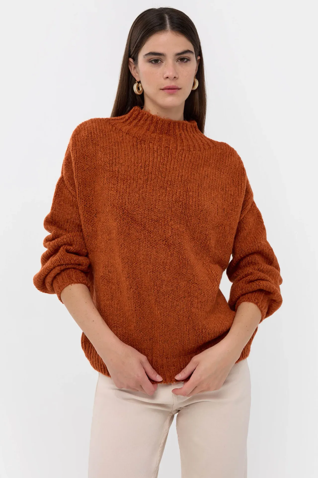 Oversized High-Neck Knitted Sweater