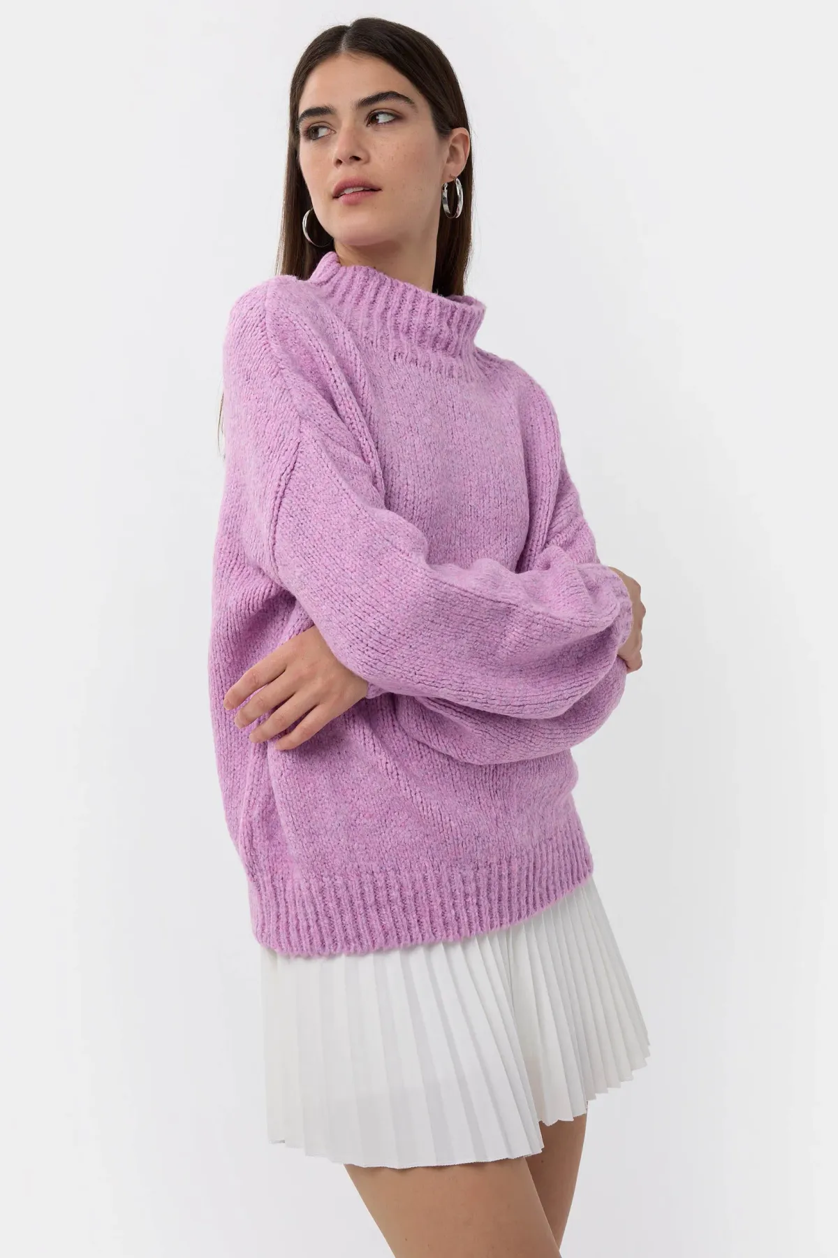 Oversized High-Neck Knitted Sweater 4