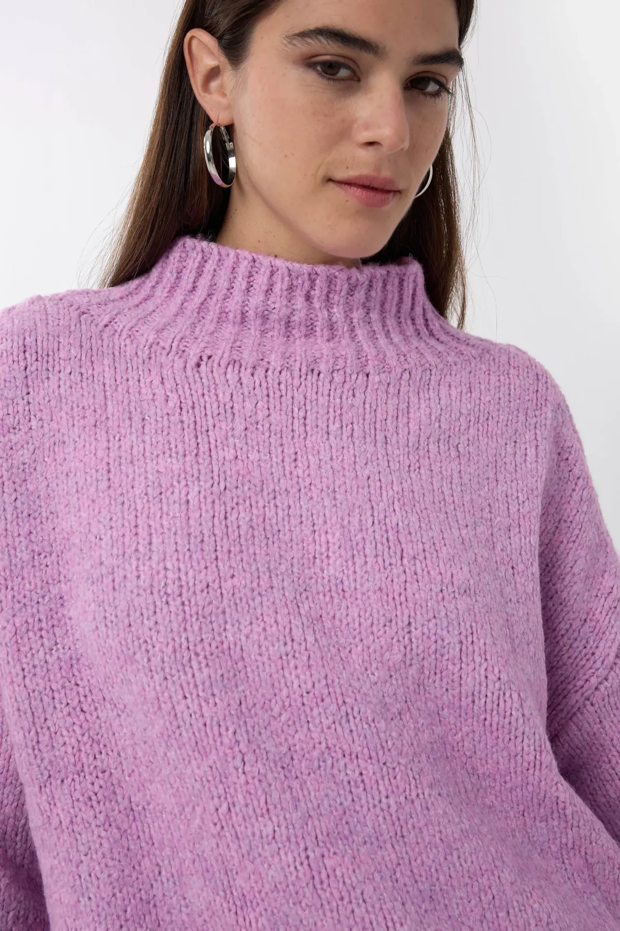 Oversized High-Neck Knitted Sweater