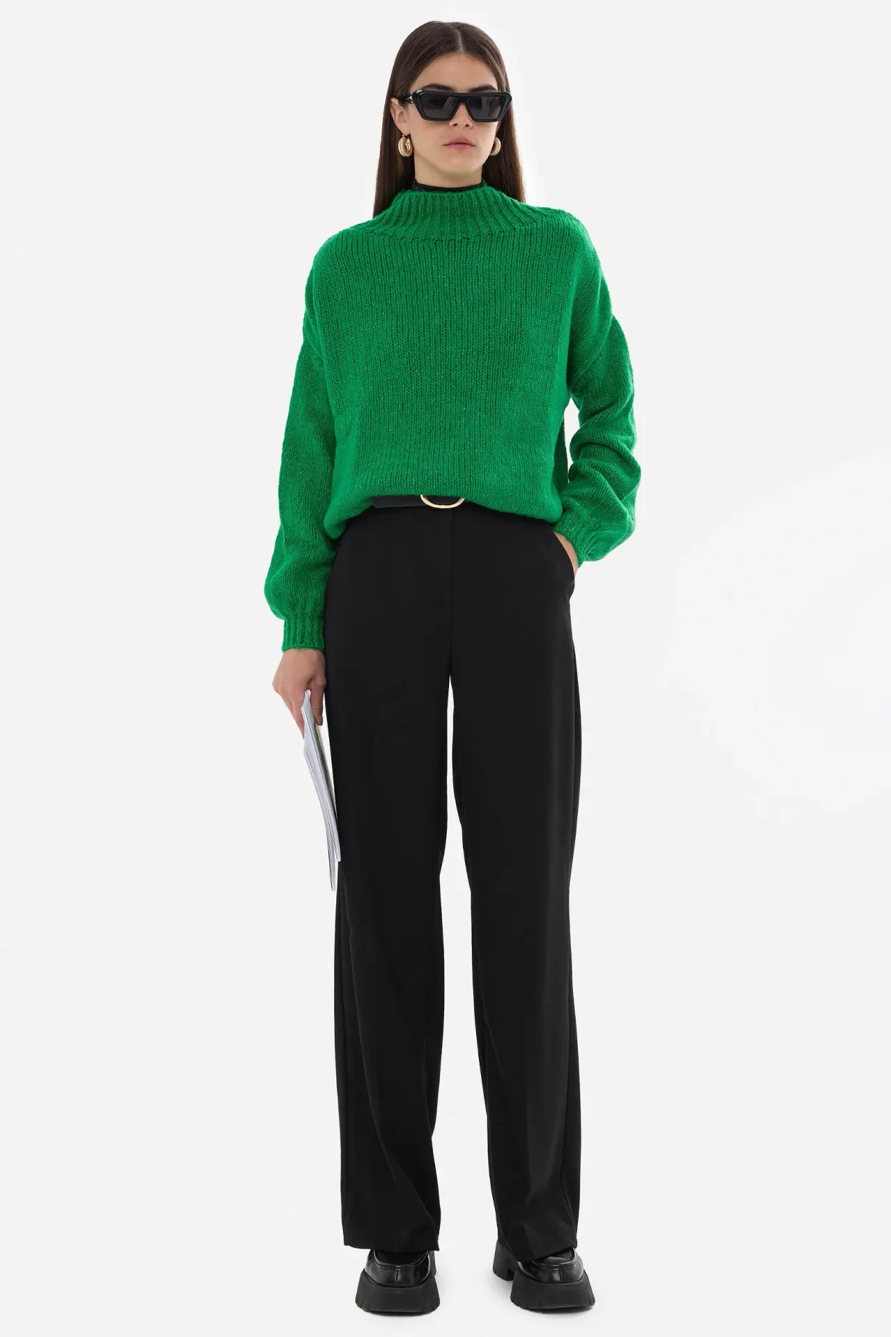 Oversized High-Neck Knitted Sweater