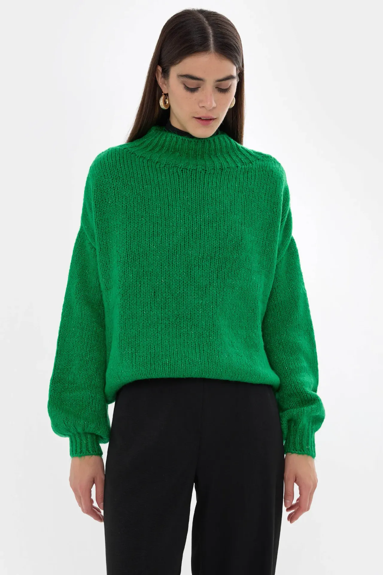 Oversized High-Neck Knitted Sweater