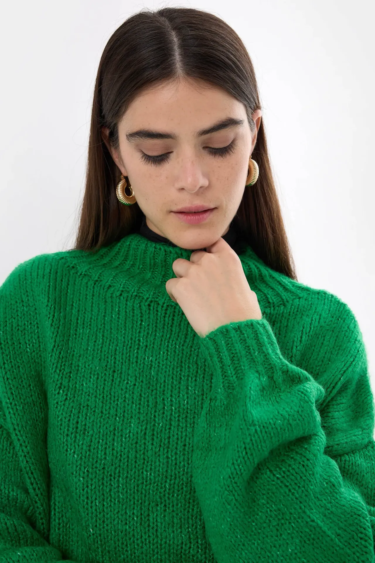 Oversized High-Neck Knitted Sweater