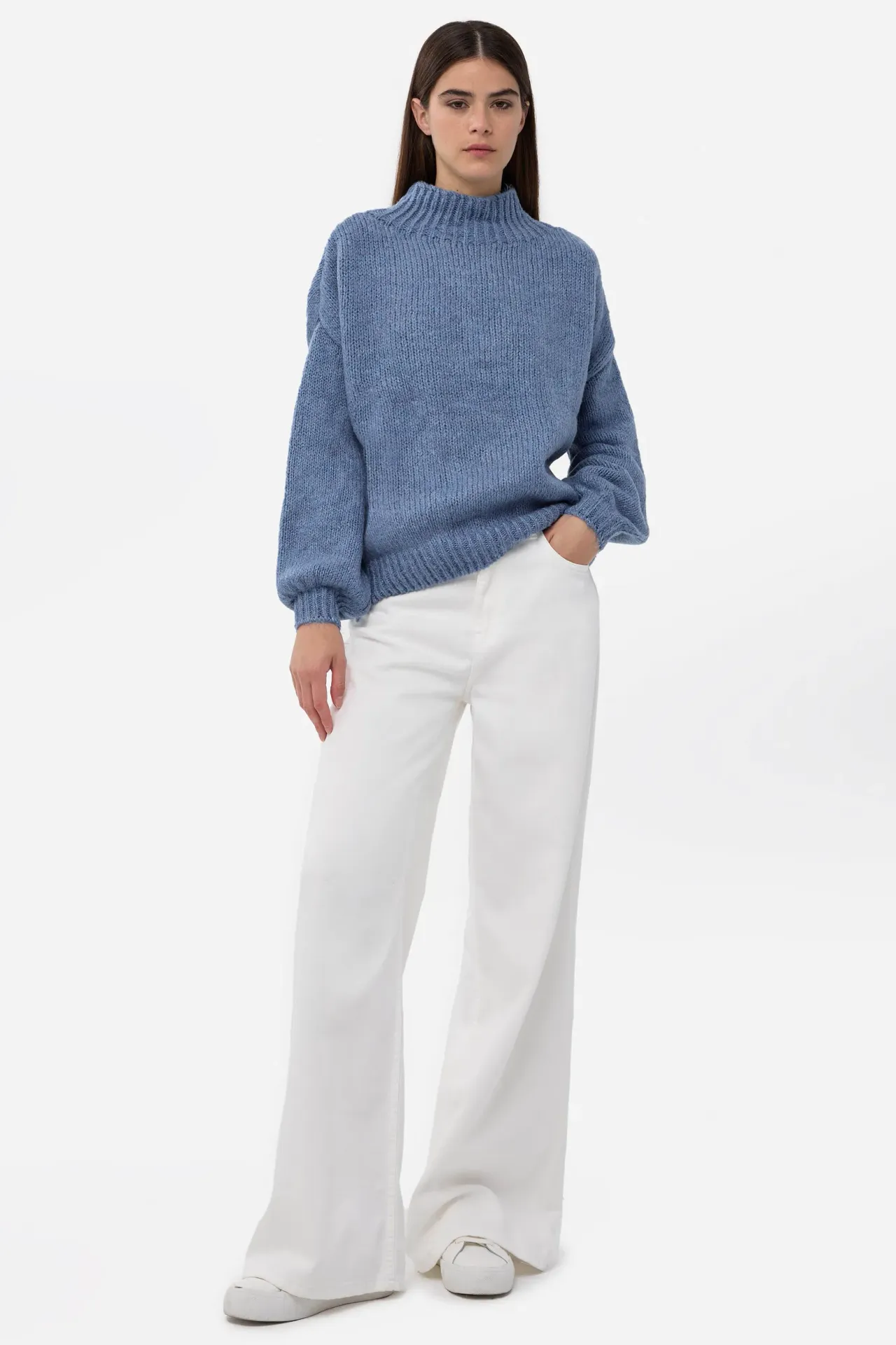 Oversized High-Neck Knitted Sweater