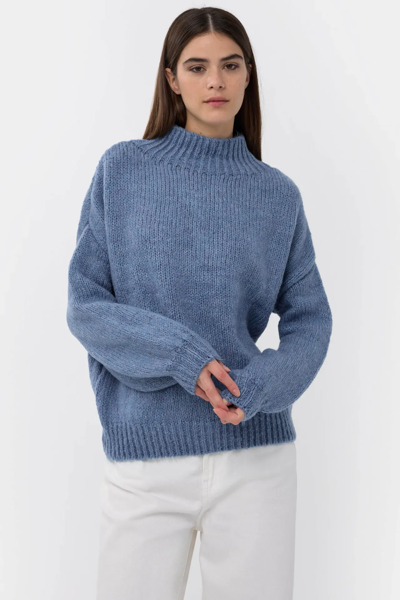 Oversized High-Neck Knitted Sweater