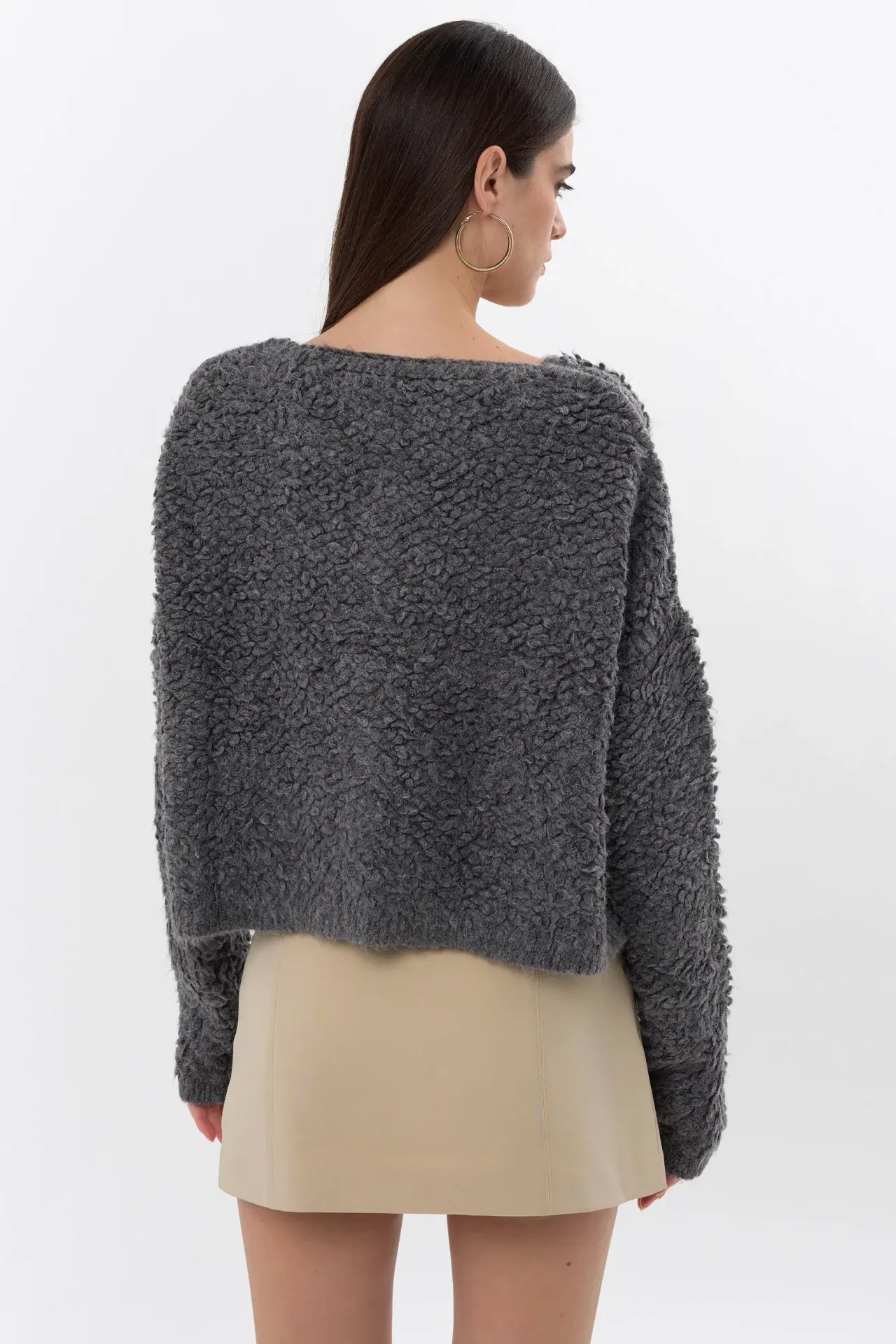 Textured Knitted Buttoned Cardigan