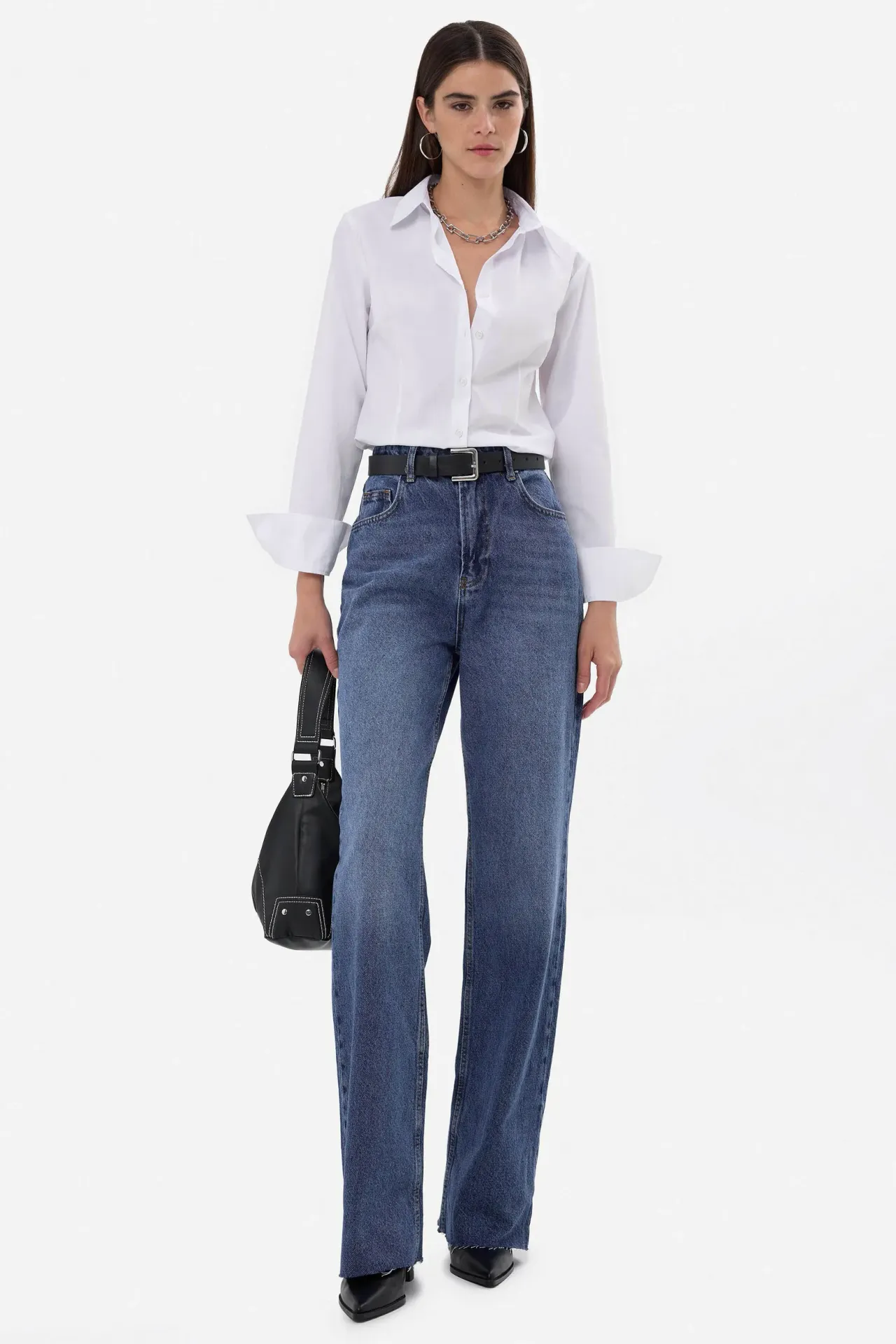 Wide-Leg High-Waist Denim Jeans