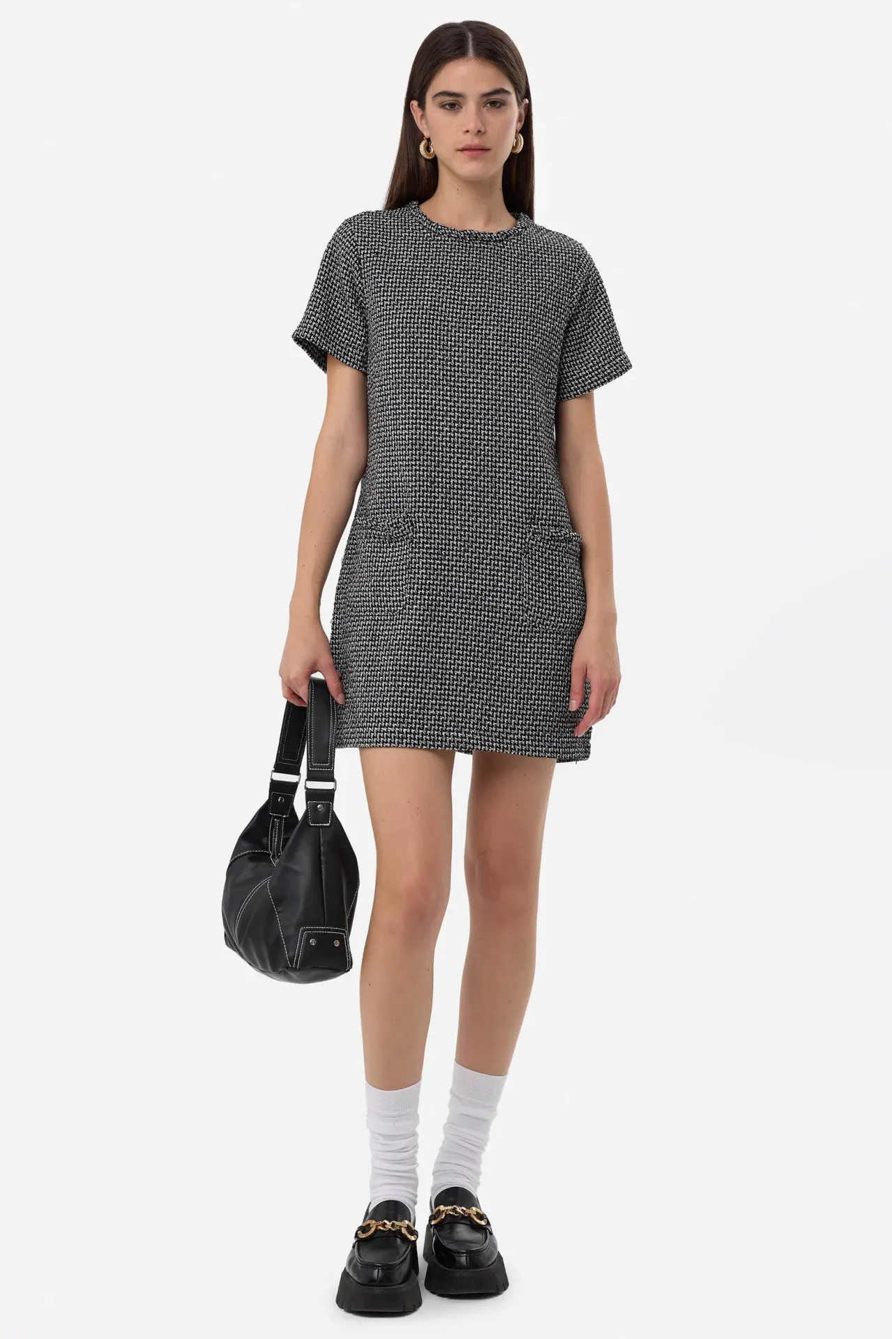 Tweed Short Sleeve Mini Dress