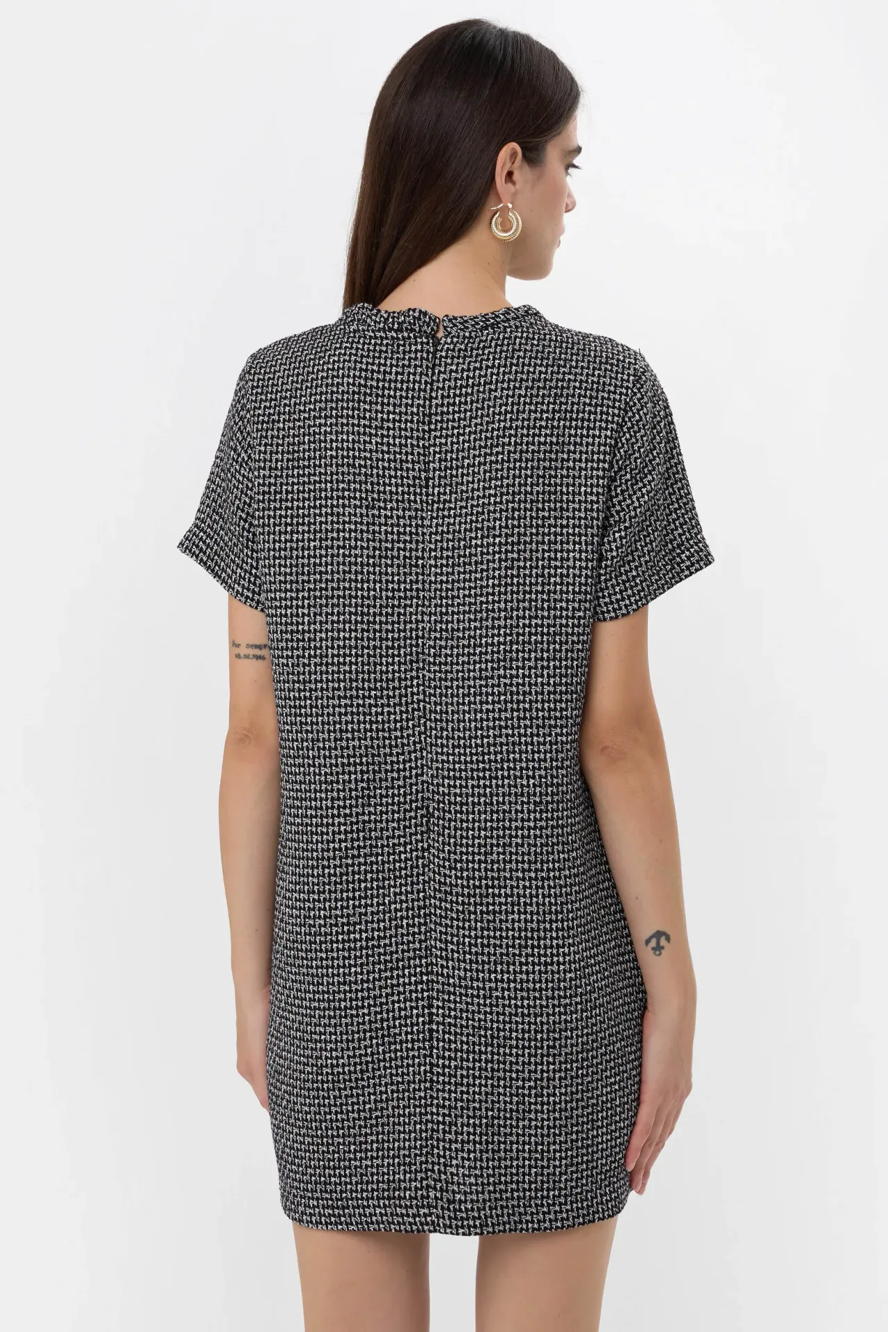 Tweed Short Sleeve Mini Dress