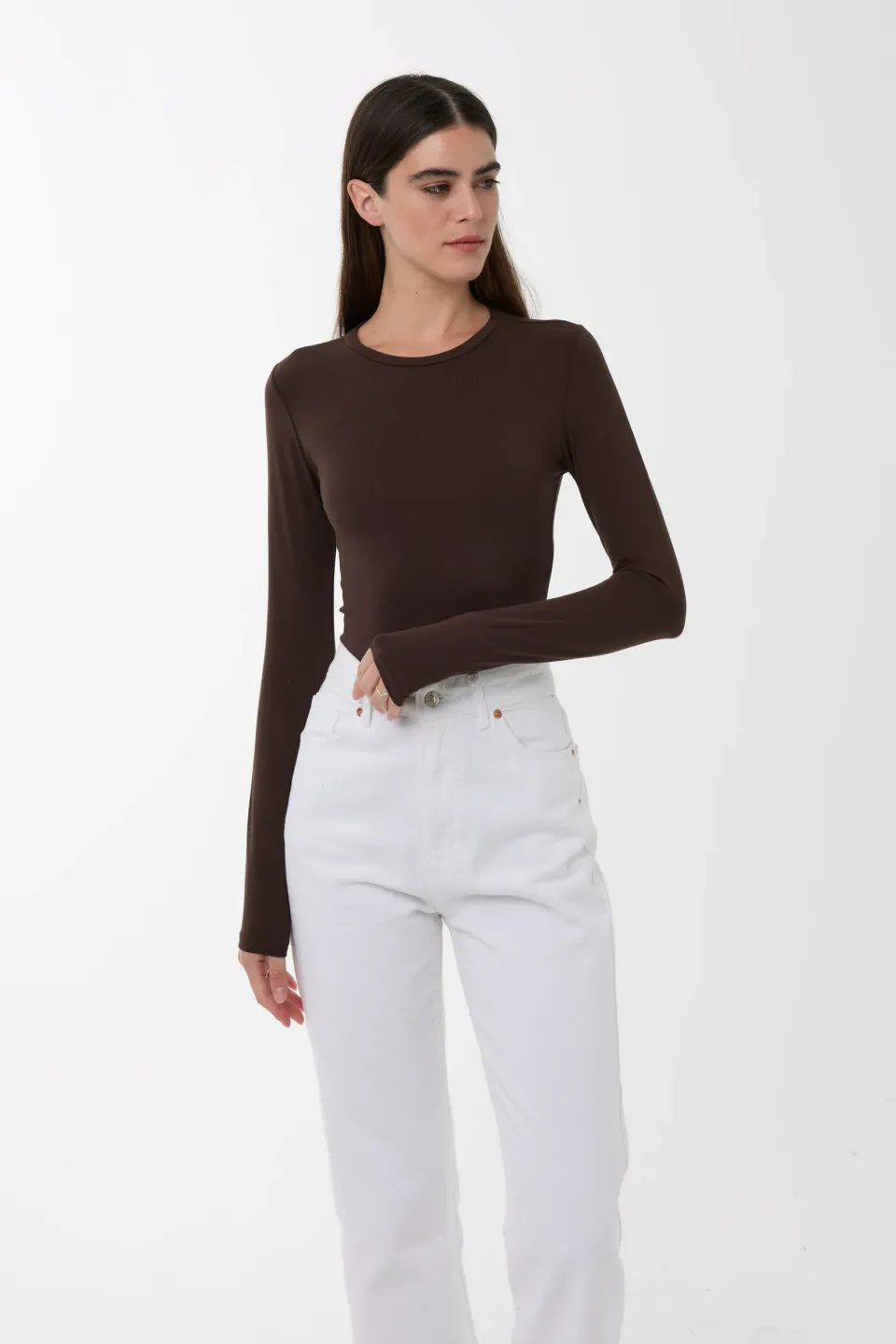 Slim Fit Crew Neck Long Sleeve Top