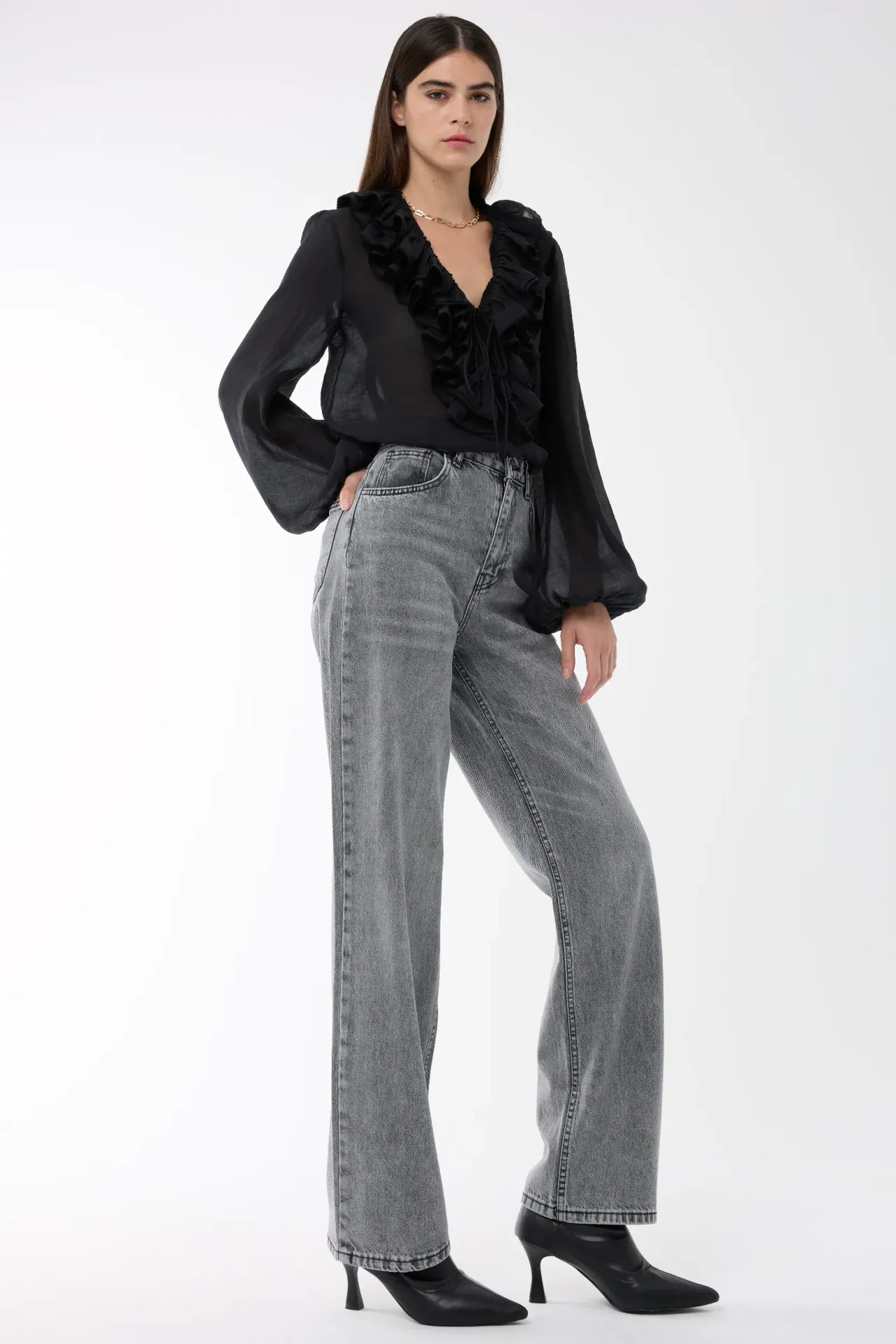 Washed Straight-Leg Jeans