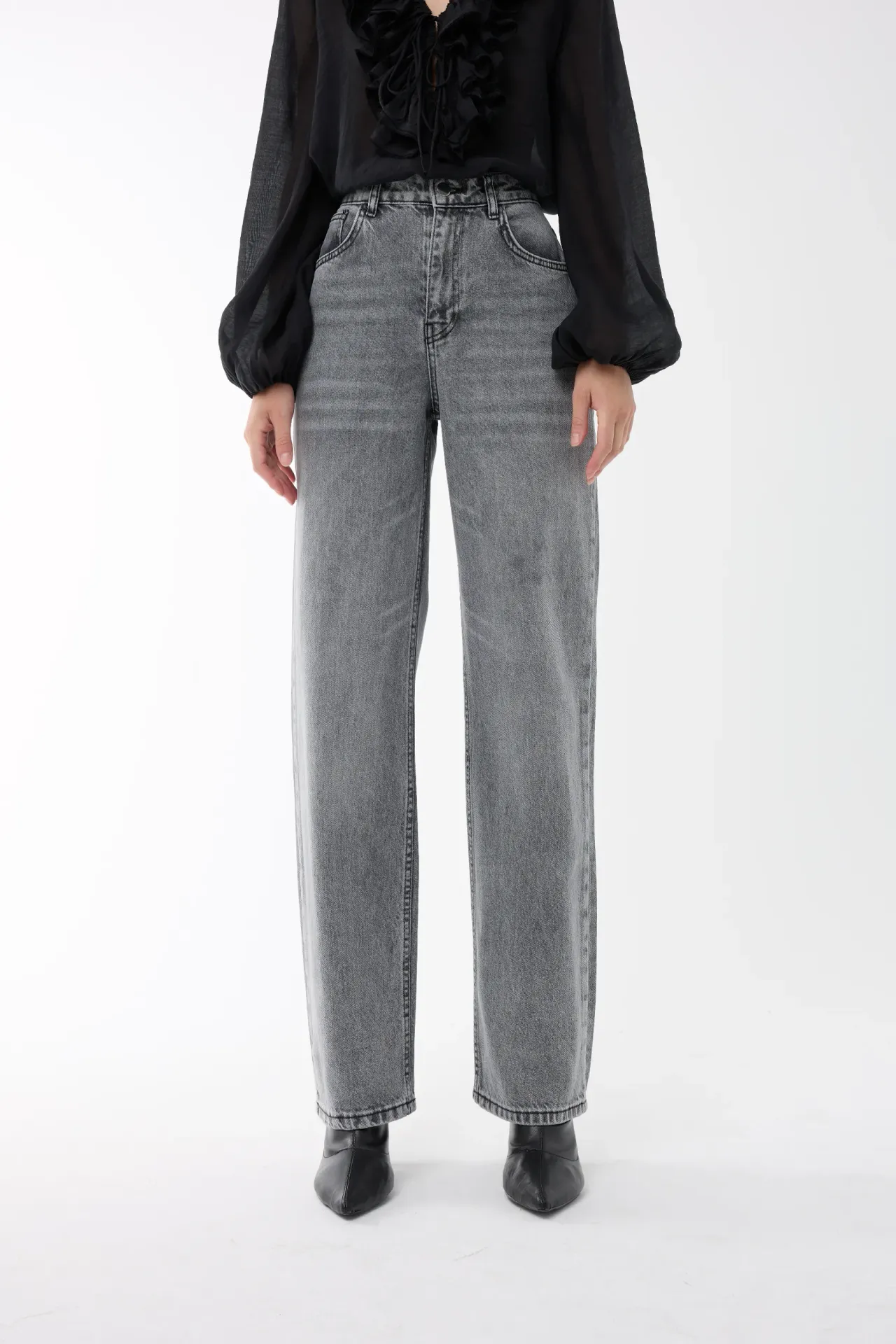 Washed Straight-Leg Jeans